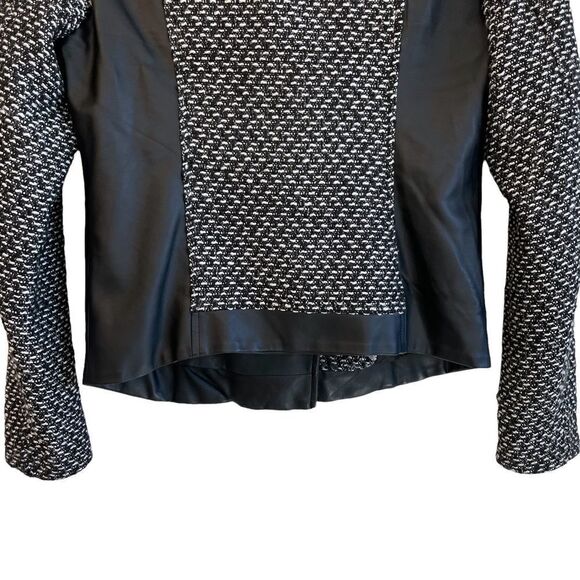 Jessica Simpson Wool Blend Tweed Vegan Leather Jacket - Picture 8 of 10